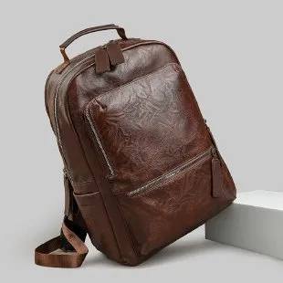 American Vintage large capacity waterproof backpack in solid colour with curved shoulder strap and sewing line detail
