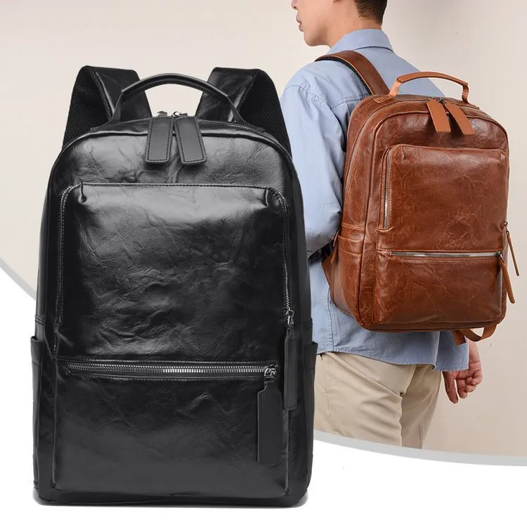 American Vintage large capacity waterproof backpack in solid colour with curved shoulder strap and sewing line detail