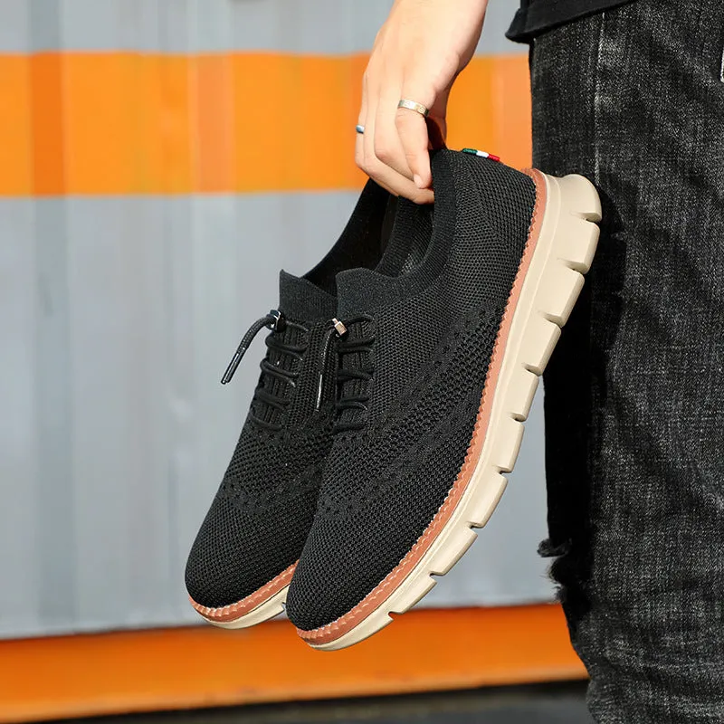 Men's breathable mesh running shoes in Army Green with EVA sole, lace-up front, low-top design