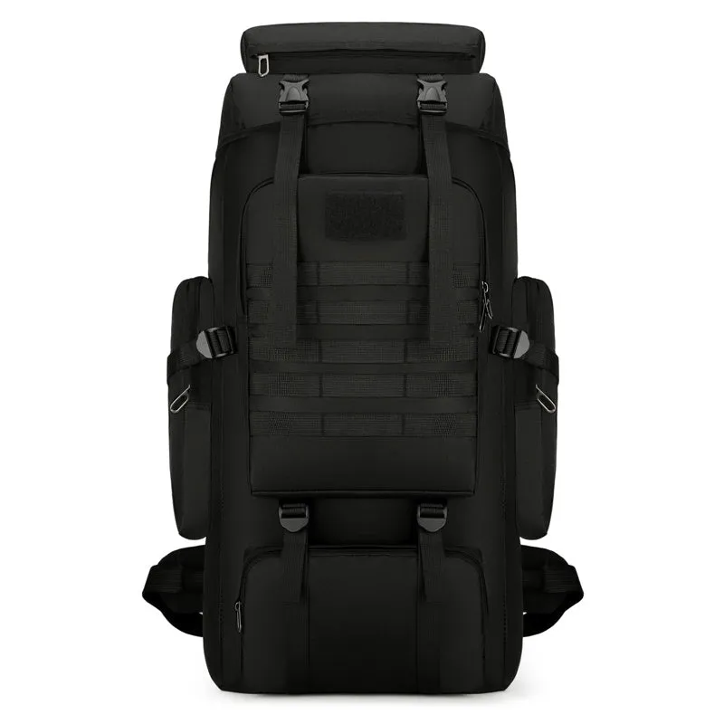 Canvas large capacity backpack in army green for men's outdoor hiking and travel