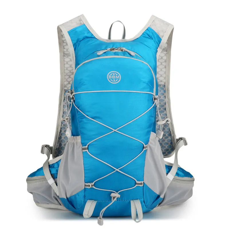 20L lightweight outdoor cycling hiking backpack in blue with multiple compartments and breathable back panel