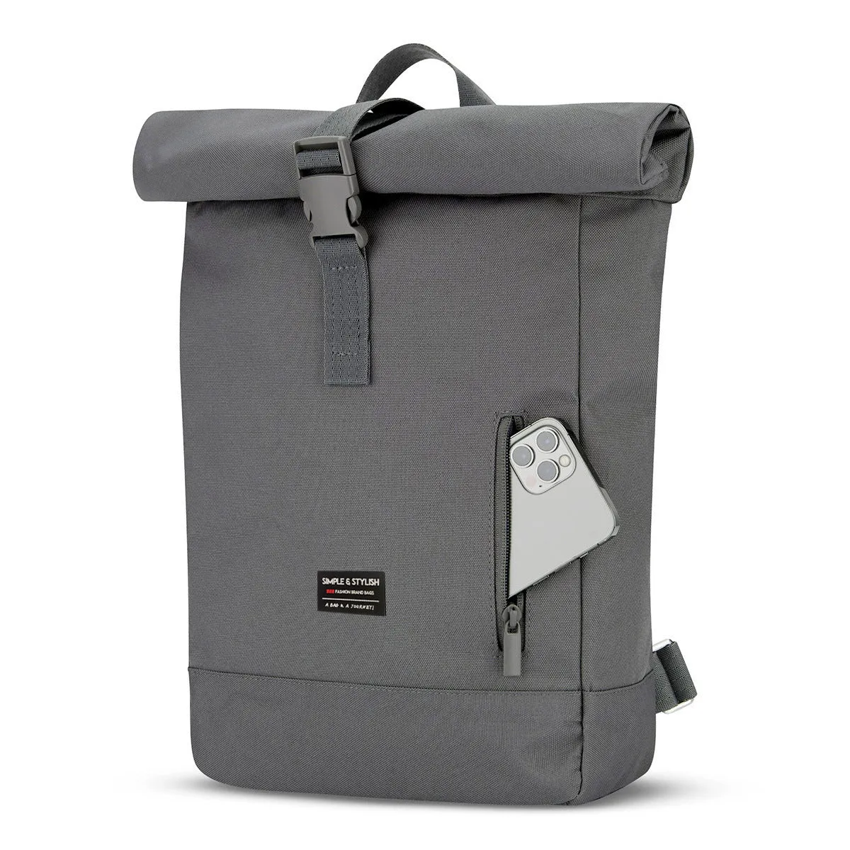 Women's expandable Oxford cloth backpack in black, roll size 50x35x12 cm