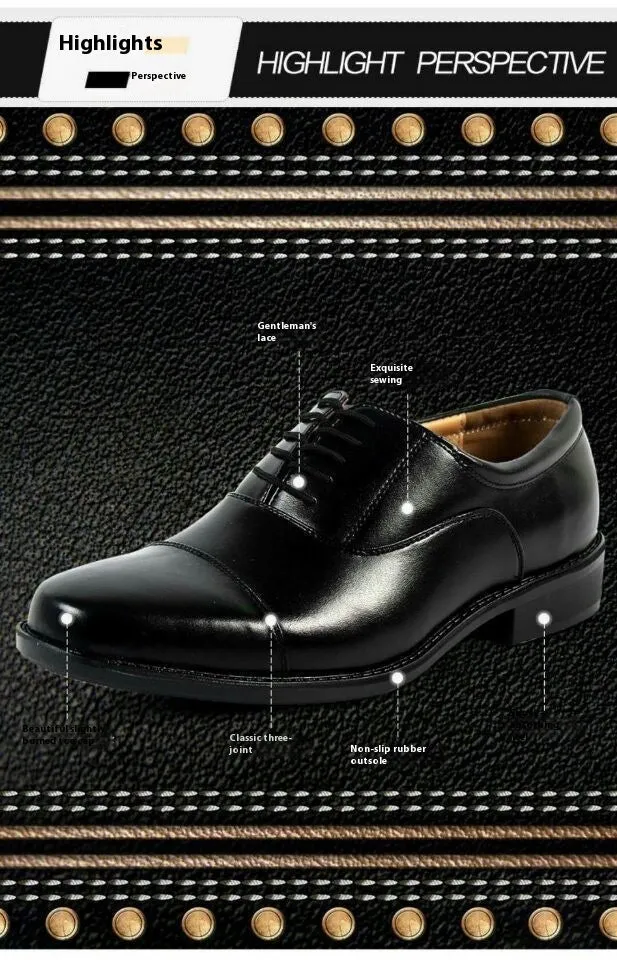 Men's mesh three connector business casual lace-up leather shoes with PU upper and rubber sole, round toe, size 38-46