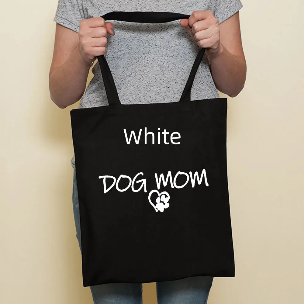 Sausage dog printed canvas bag in black with white dog design on front, sturdy tote for everyday use