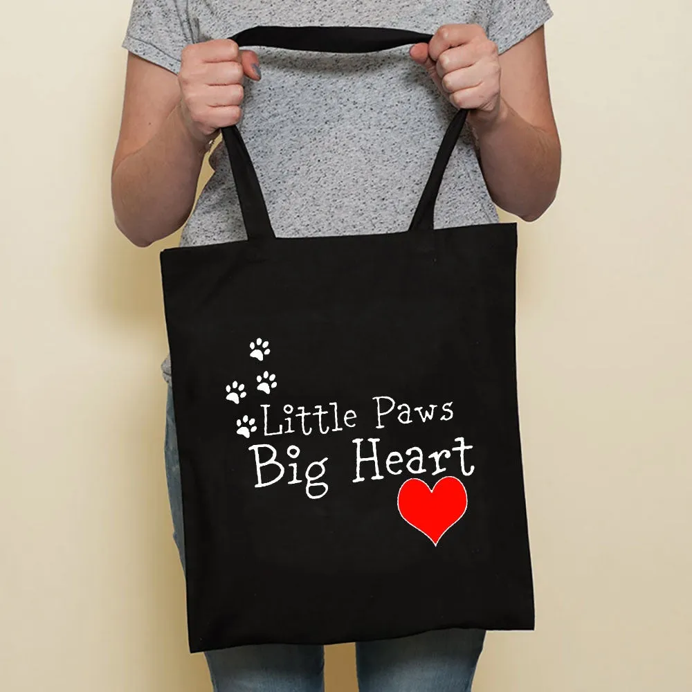 Sausage dog printed canvas bag in black with white dog design on front, sturdy tote for everyday use