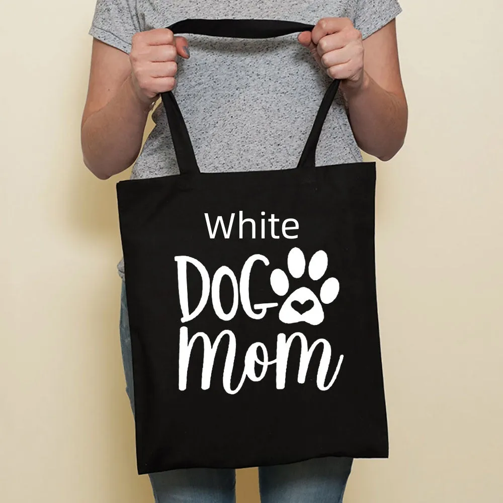 Sausage dog printed canvas bag in black with white dog design on front, sturdy tote for everyday use