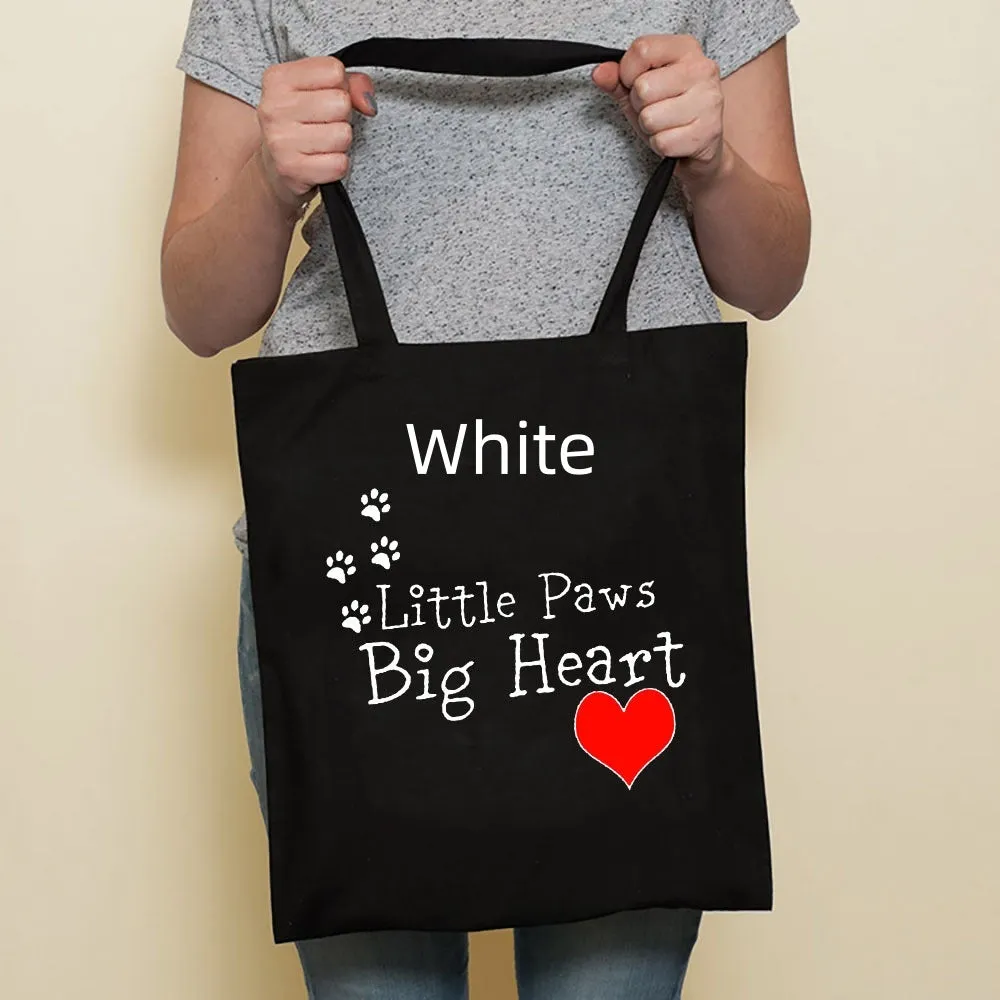 Sausage dog printed canvas bag in black with white dog design on front, sturdy tote for everyday use
