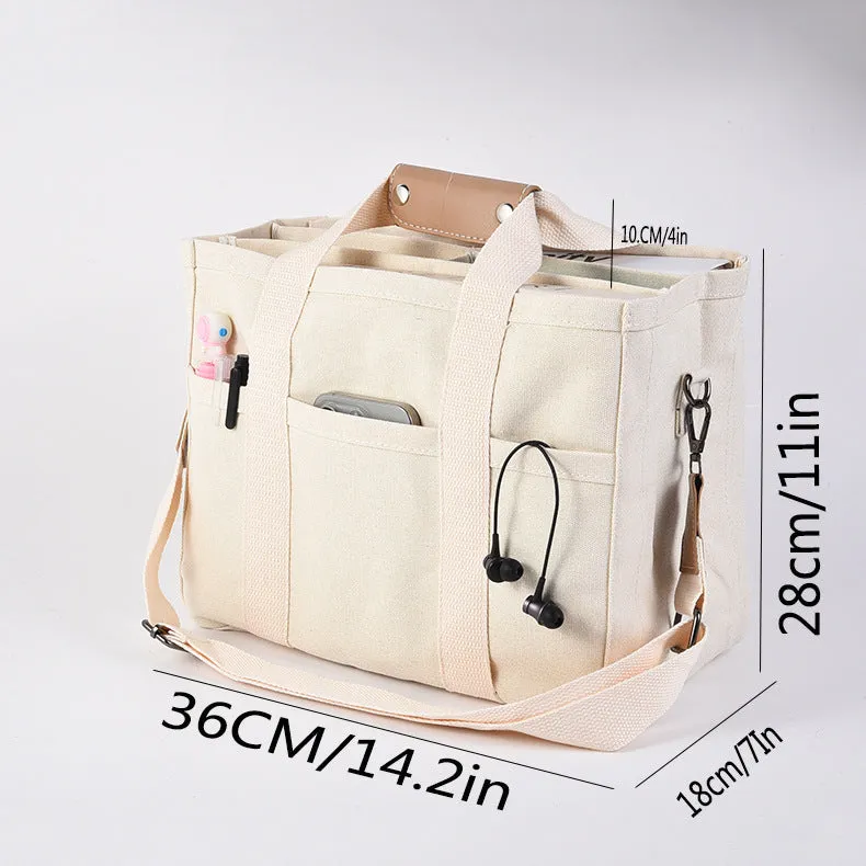 Canvas single shoulder crossbody bag in black, vertical square shape, 36x18x28cm, with zipper and buckle closure