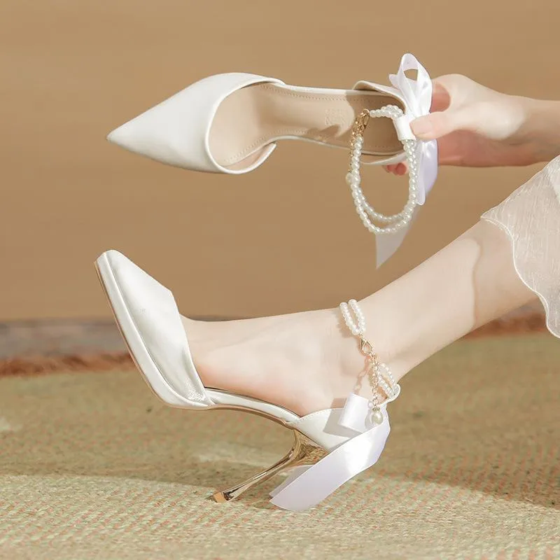 Women's high heel pumps pointed toe stiletto heel waterproof platform solid colour shoes