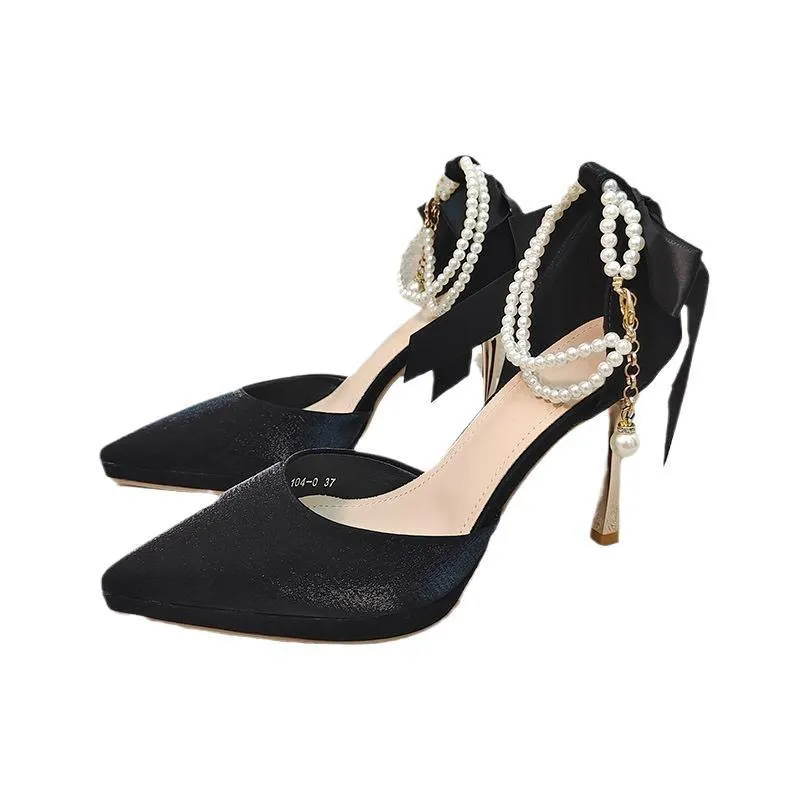 Women's high heel pumps pointed toe stiletto heel waterproof platform solid colour shoes