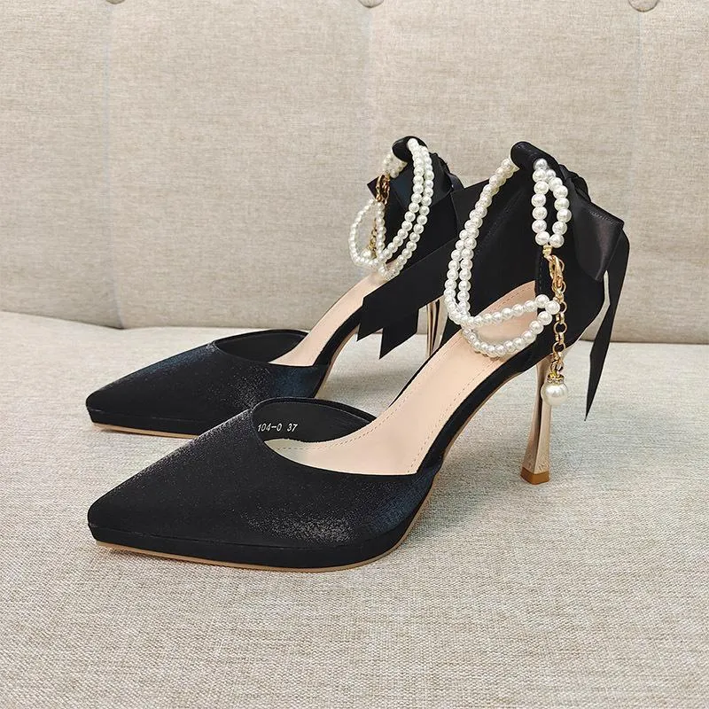 Women's high heel pumps pointed toe stiletto heel waterproof platform solid colour shoes