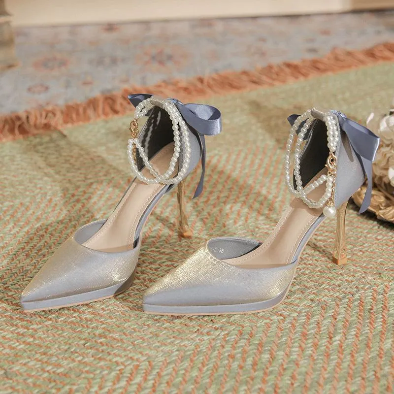 Women's high heel pumps pointed toe stiletto heel waterproof platform solid colour shoes