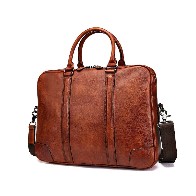 Genuine leather skeleton-skin briefcase 40x9x30cm in black with wear-resistant first layer cowhide