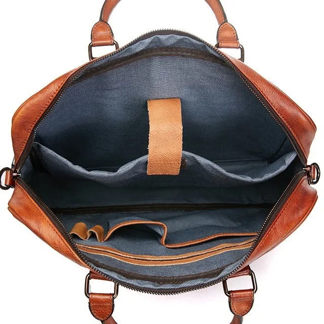 Genuine leather skeleton-skin briefcase 40x9x30cm in black with wear-resistant first layer cowhide