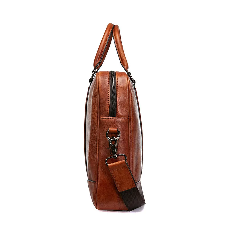Genuine leather skeleton-skin briefcase 40x9x30cm in black with wear-resistant first layer cowhide