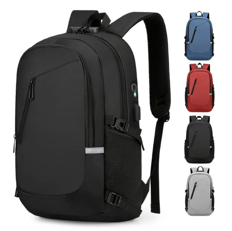 Men's Oxford cloth computer backpack in a solid colour with street style design.