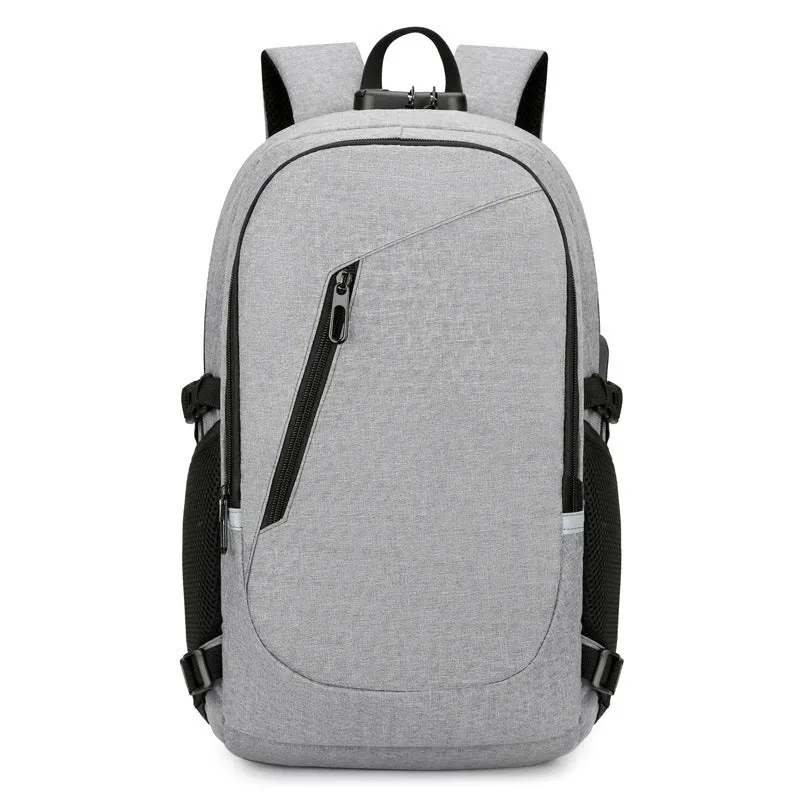 Men's Oxford cloth computer backpack in a solid colour with street style design.