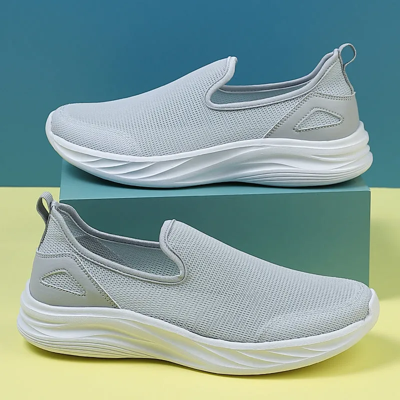 Lazy Hollow Breathable Mesh Cloth Shoes in black, flat heel, round toe, mesh upper