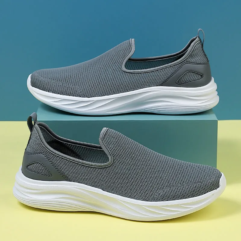 Lazy Hollow Breathable Mesh Cloth Shoes in black, flat heel, round toe, mesh upper