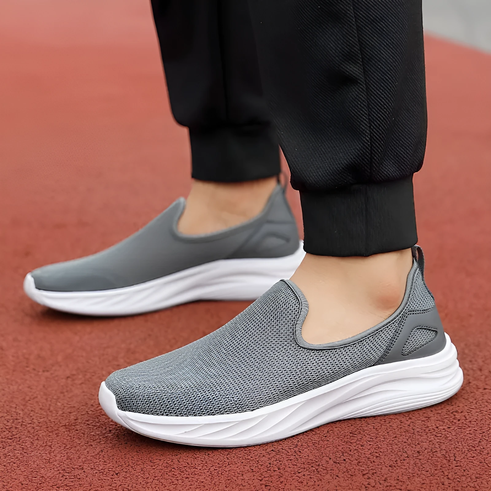 Lazy Hollow Breathable Mesh Cloth Shoes in black, flat heel, round toe, mesh upper