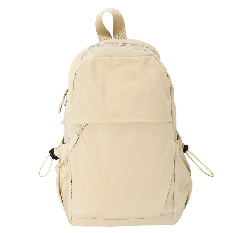 Multi-functional waterproof nylon backpack in black, free size, with curved shoulder strap and visible sewing thread detailing