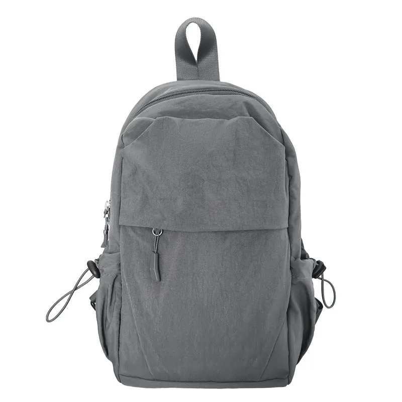 Multi-functional waterproof nylon backpack in black, free size, with curved shoulder strap and visible sewing thread detailing