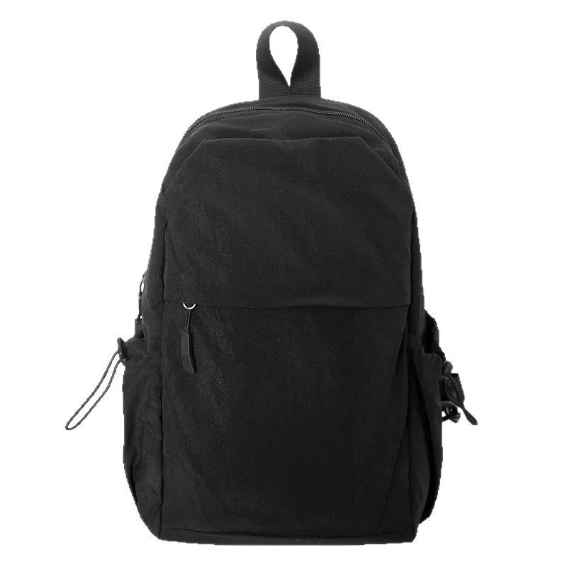 Multi-functional waterproof nylon backpack in black, free size, with curved shoulder strap and visible sewing thread detailing