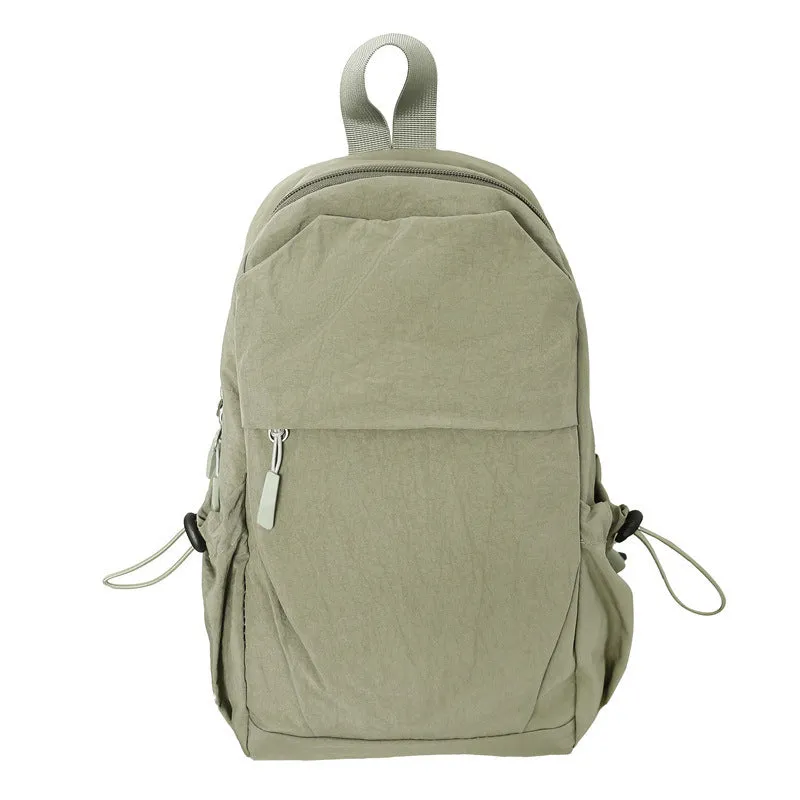 Multi-functional waterproof nylon backpack in black, free size, with curved shoulder strap and visible sewing thread detailing