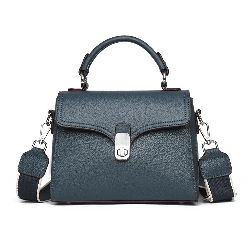 Women's genuine leather cross-body bag oval shape 21x18x9cm sandwich pocket black white khaki blue grey