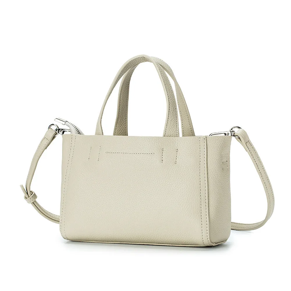 Genuine leather handbag crossbody shoulder bag first layer cowhide horizontal square shape with sandwich pocket