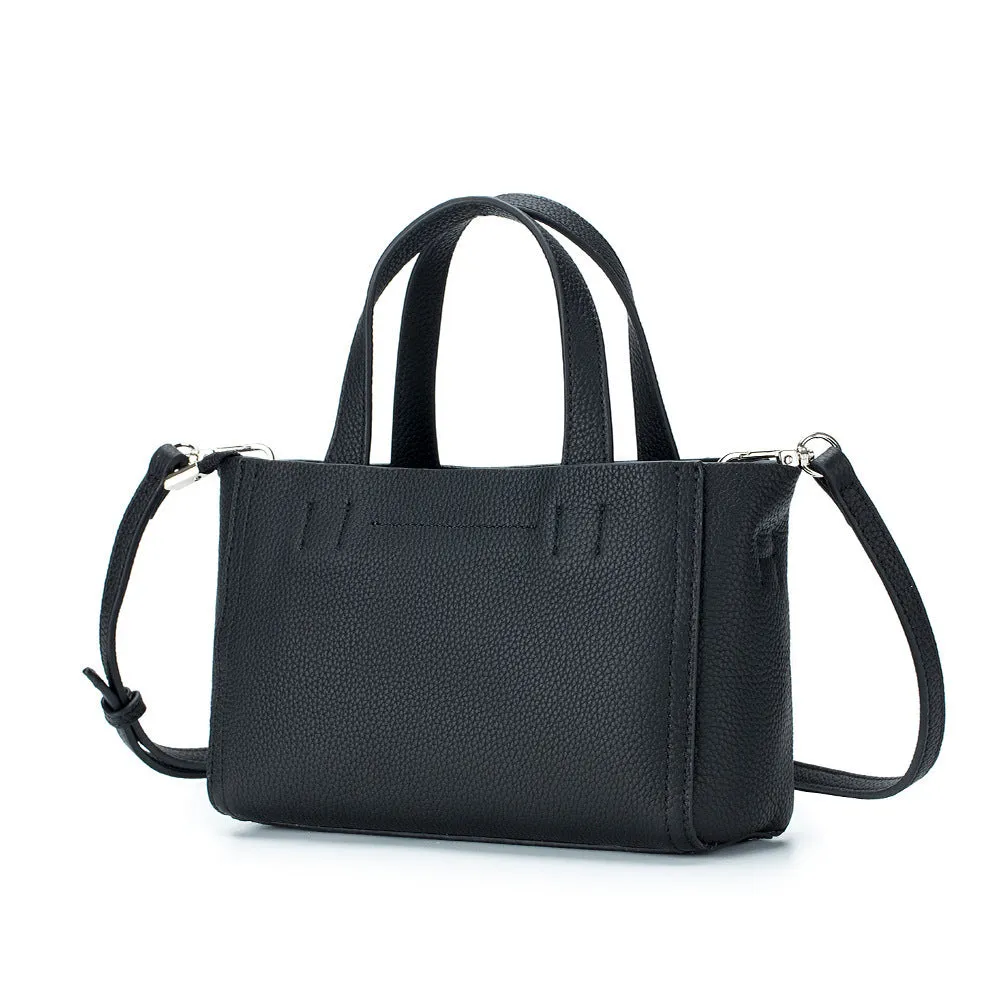 Genuine leather handbag crossbody shoulder bag first layer cowhide horizontal square shape with sandwich pocket