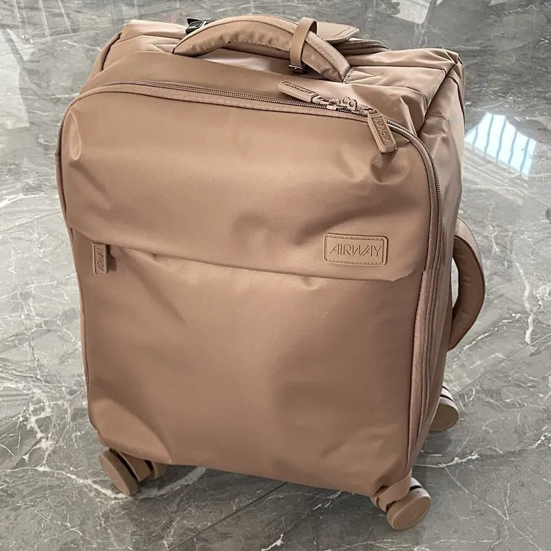 Tea brown waterproof Oxford cloth suitcase with universal wheels in 20-inch size