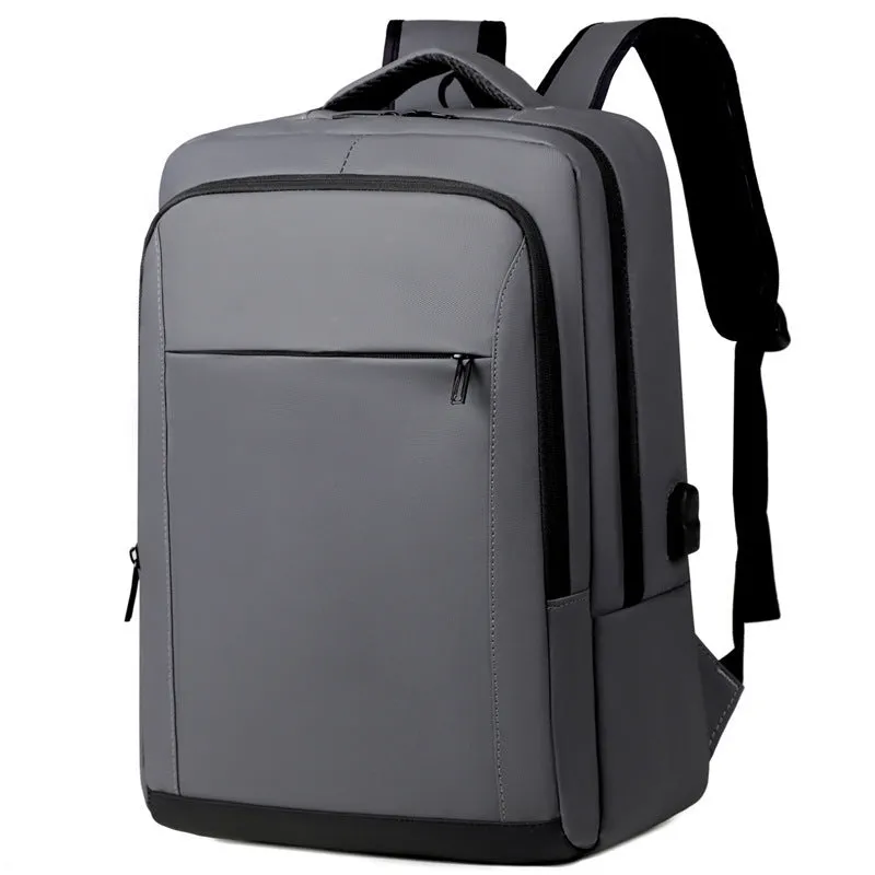 Waterproof laptop backpack in black with USB port and air pillow belt, 20-35L capacity
