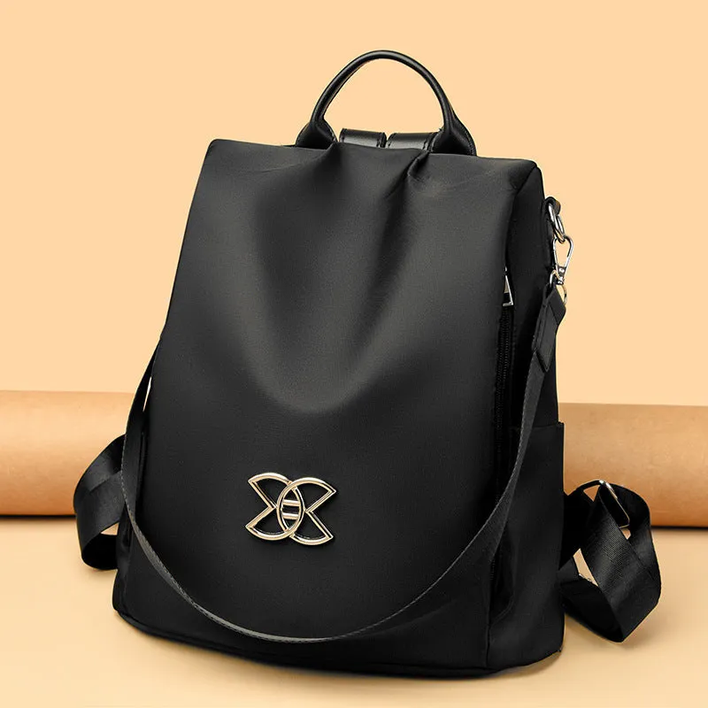 Women's Oxford cloth backpack large capacity anti-theft nylon travel bag in three colours: black, brown, sequined black
