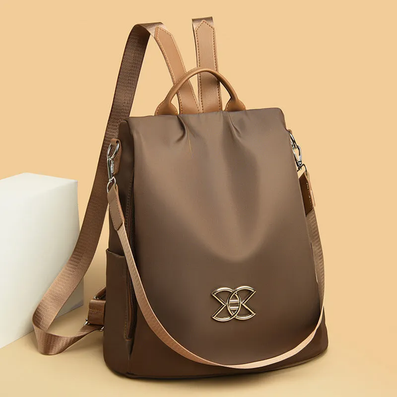 Women's Oxford cloth backpack large capacity anti-theft nylon travel bag in three colours: black, brown, sequined black