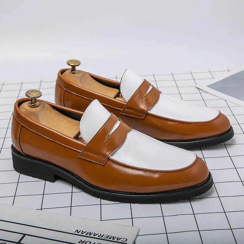 Men's low-top formal office shoes with pointed toe, PU upper, and rubber sole