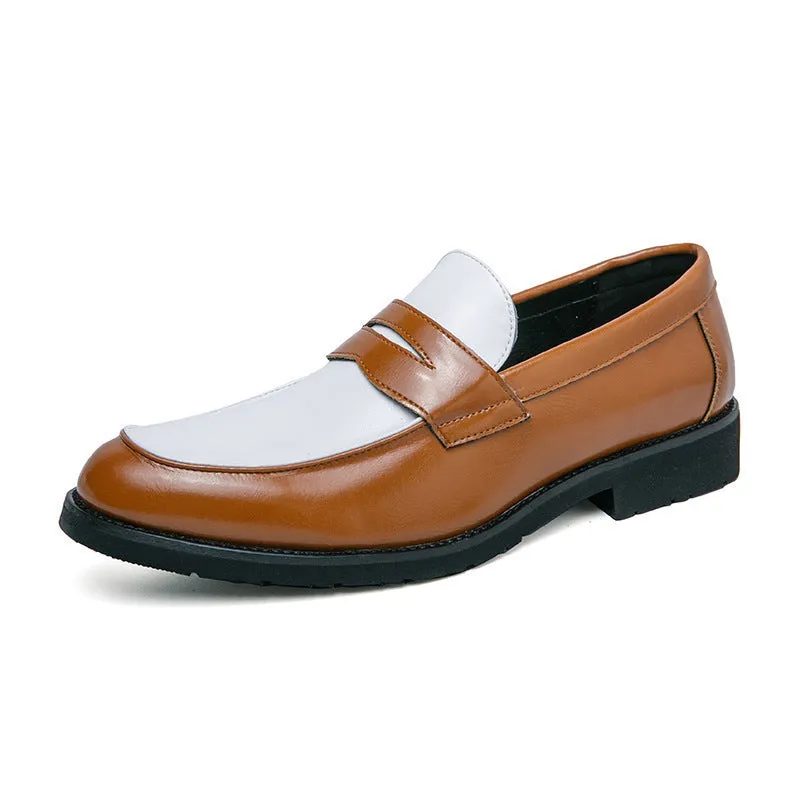 Men's low-top formal office shoes with pointed toe, PU upper, and rubber sole