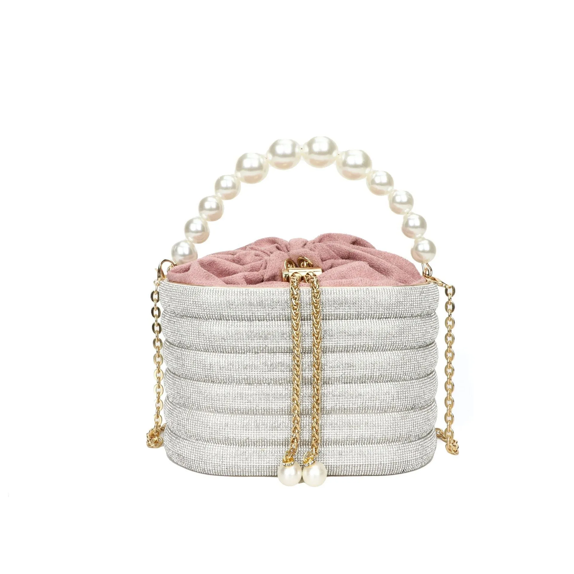 Women's pearl-embellished evening crossbody bag in European retro style with single shoulder strap
