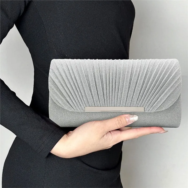 Women's hardware edge clutch bag in pink with PU leather and canvas lining, horizontal square shape
