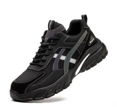 Black low cut steel toe cap cowhide leather safety shoes with anti-smashing and anti-piercing protection