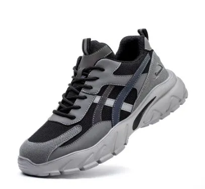 Black low cut steel toe cap cowhide leather safety shoes with anti-smashing and anti-piercing protection