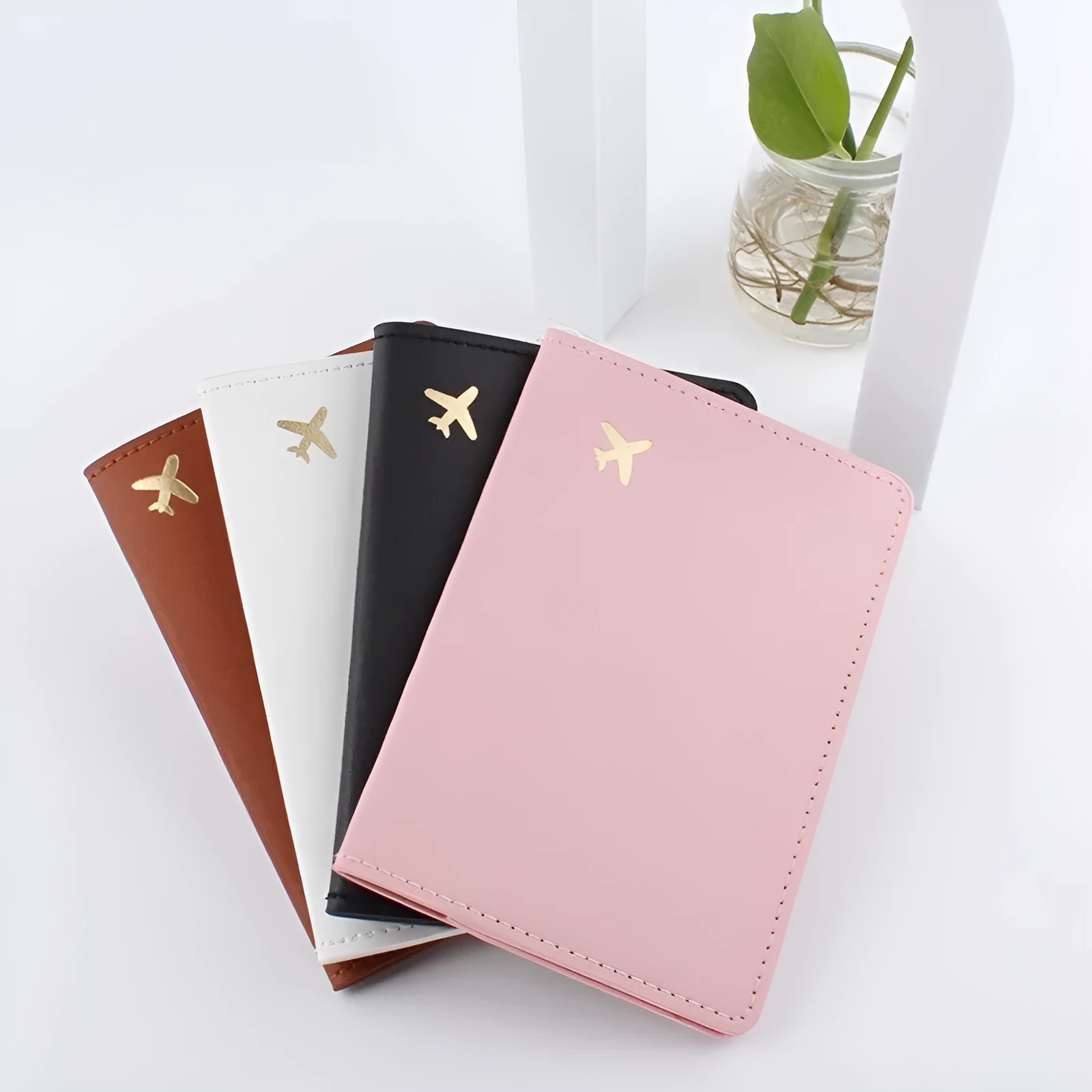 PU leather travel document case with multiple card pockets and coin holder in black colour