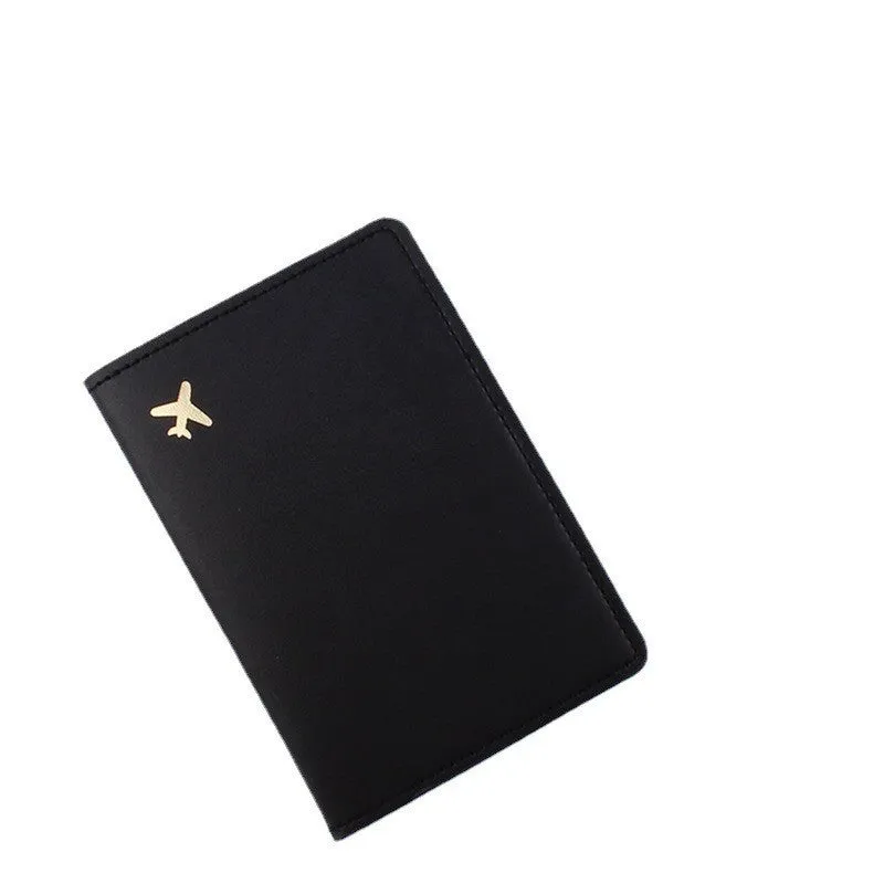 PU leather travel document case with multiple card pockets and coin holder in black colour