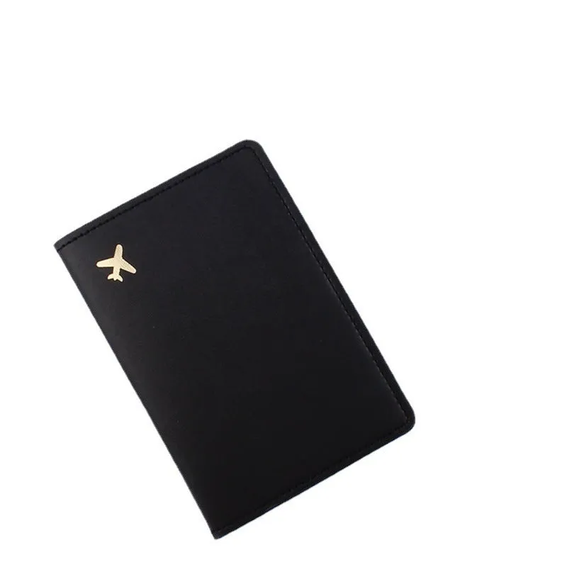 PU leather travel document case with multiple card pockets and coin holder in black colour