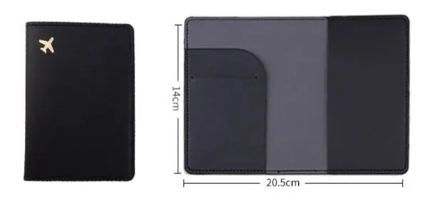 PU leather travel document case with multiple card pockets and coin holder in black colour