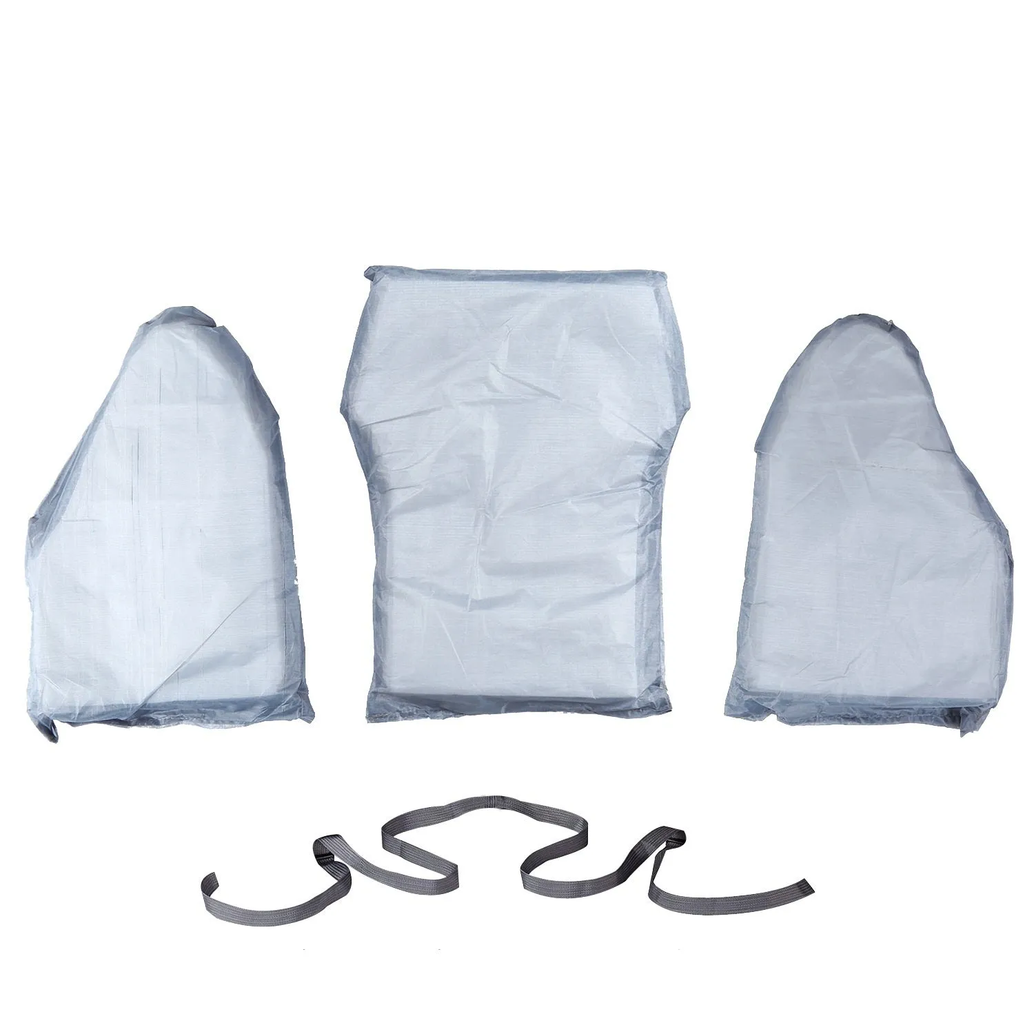 Grey fishing life jacket with chest pockets, reflective strips, and adjustable buckle straps