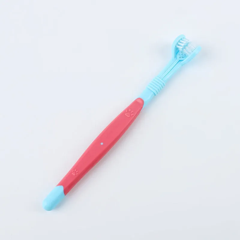 Pet toothbrush with nylon bristles and plastic handle in green colour