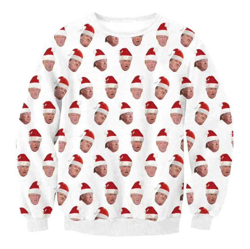 Unisex funny cartoon Christmas sweater pullover in cotton with O-neck and full sleeves