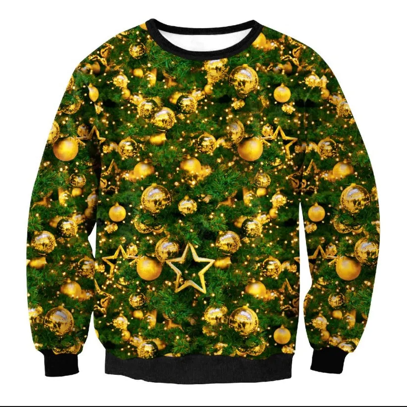 Unisex funny cartoon Christmas sweater pullover in cotton with O-neck and full sleeves