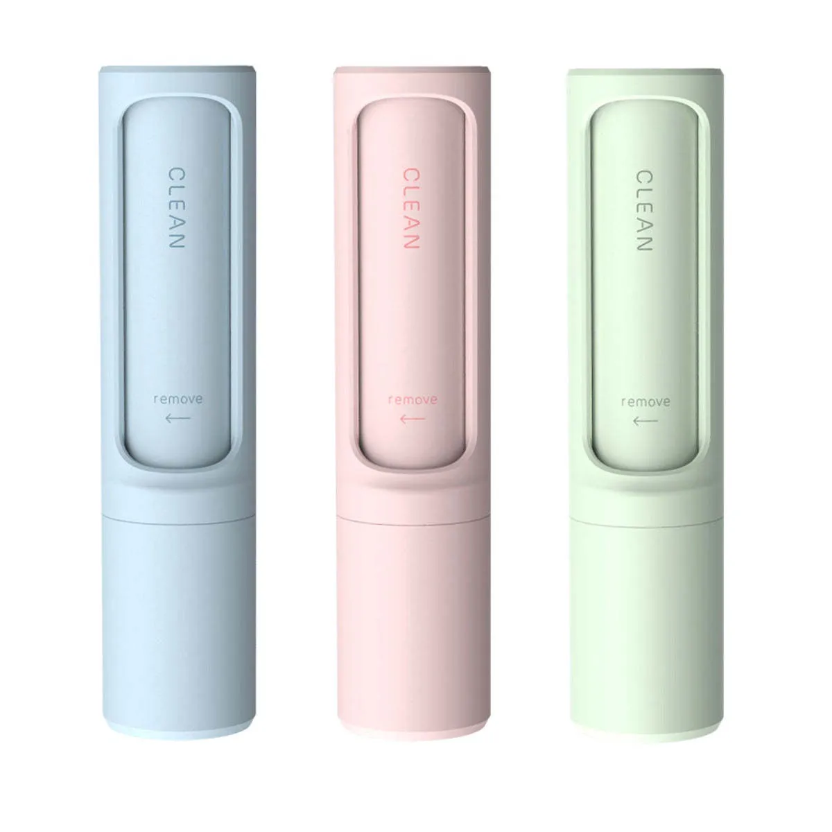 Rotating cylinder electrostatic pet hair removal brush in light pink with ABS body on a white background